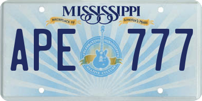 MS license plate APE777
