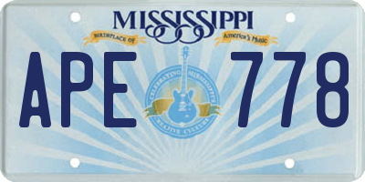 MS license plate APE778