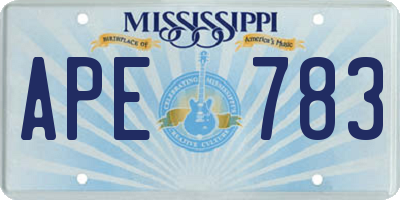MS license plate APE783
