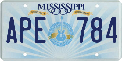 MS license plate APE784