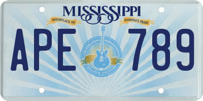 MS license plate APE789