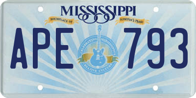 MS license plate APE793