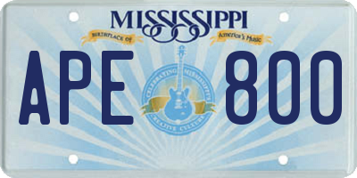 MS license plate APE800