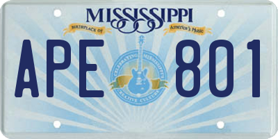 MS license plate APE801