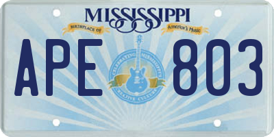 MS license plate APE803