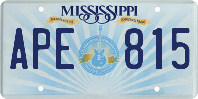 MS license plate APE815
