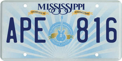 MS license plate APE816