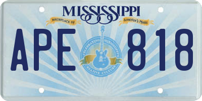 MS license plate APE818