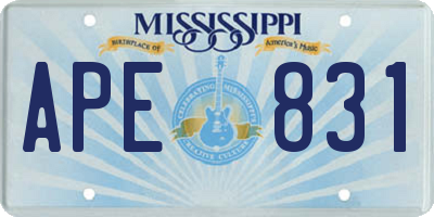 MS license plate APE831