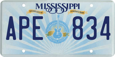 MS license plate APE834