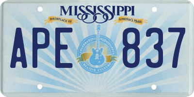 MS license plate APE837