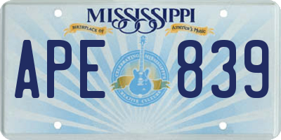 MS license plate APE839