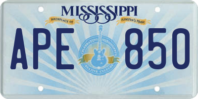 MS license plate APE850