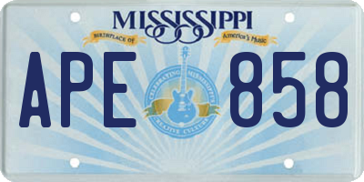 MS license plate APE858