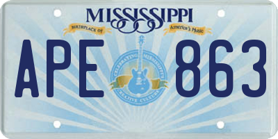 MS license plate APE863