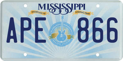 MS license plate APE866