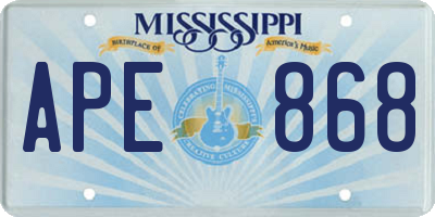 MS license plate APE868
