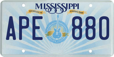 MS license plate APE880