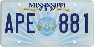 MS license plate APE881