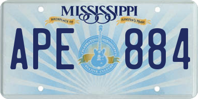 MS license plate APE884