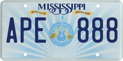 MS license plate APE888