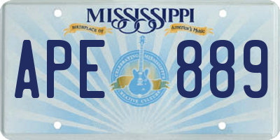 MS license plate APE889