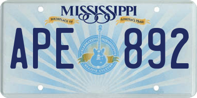 MS license plate APE892