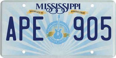 MS license plate APE905