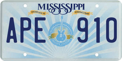 MS license plate APE910
