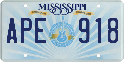 MS license plate APE918