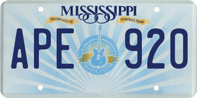 MS license plate APE920