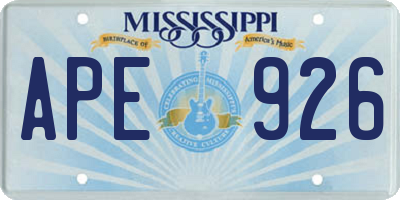 MS license plate APE926