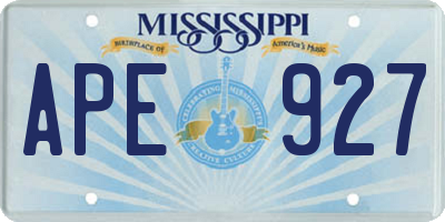 MS license plate APE927