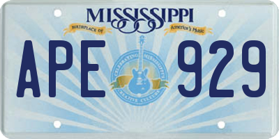 MS license plate APE929