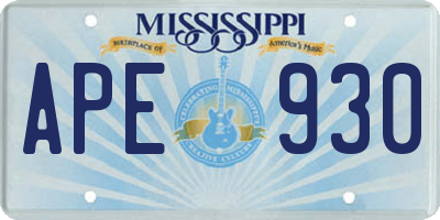 MS license plate APE930
