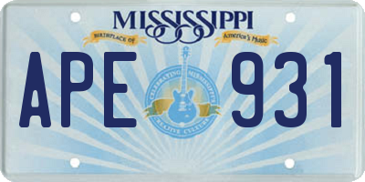 MS license plate APE931