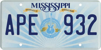 MS license plate APE932