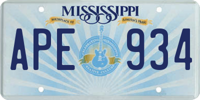 MS license plate APE934