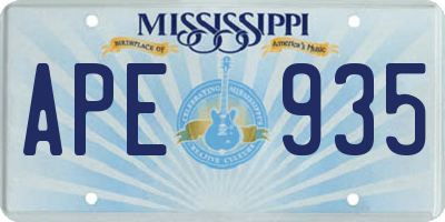 MS license plate APE935