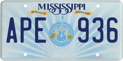 MS license plate APE936