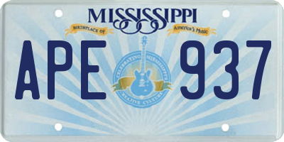 MS license plate APE937