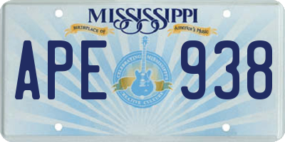 MS license plate APE938