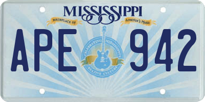 MS license plate APE942