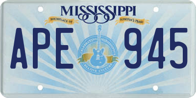 MS license plate APE945