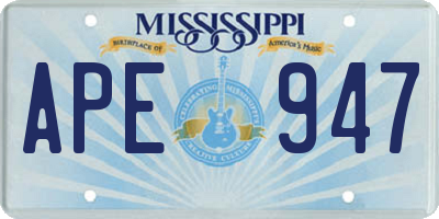 MS license plate APE947
