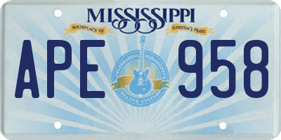 MS license plate APE958