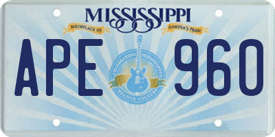 MS license plate APE960