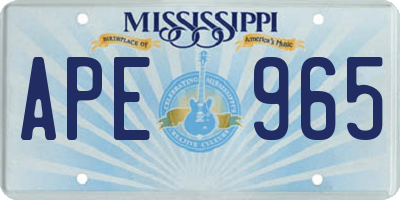 MS license plate APE965
