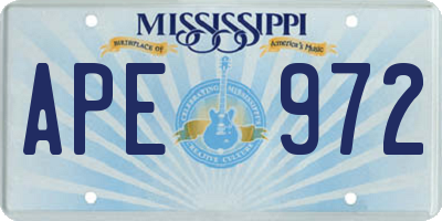 MS license plate APE972