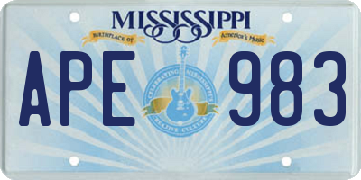 MS license plate APE983